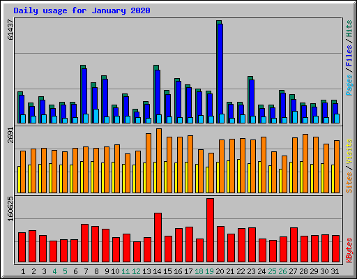 Daily usage for January 2020