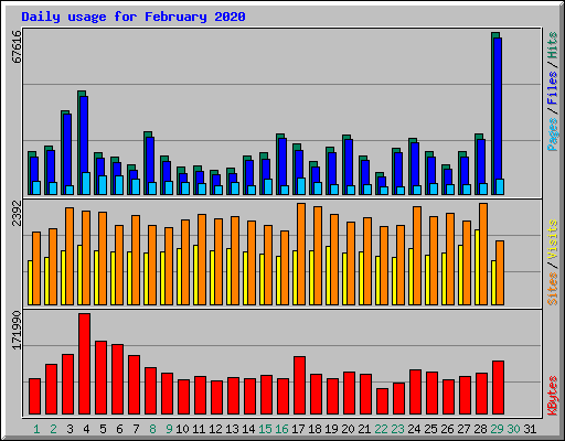Daily usage for February 2020