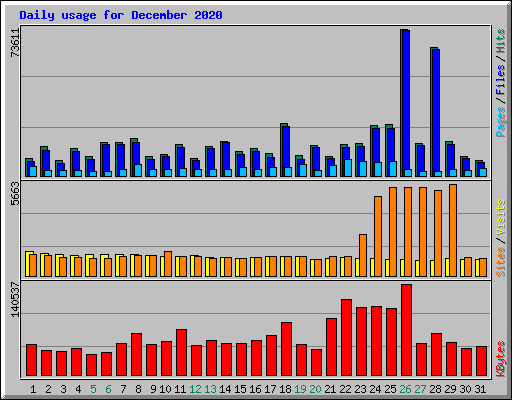 Daily usage for December 2020