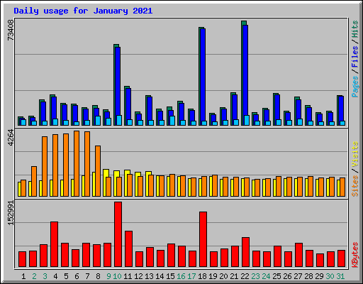 Daily usage for January 2021