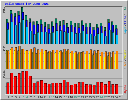 Daily usage for June 2021