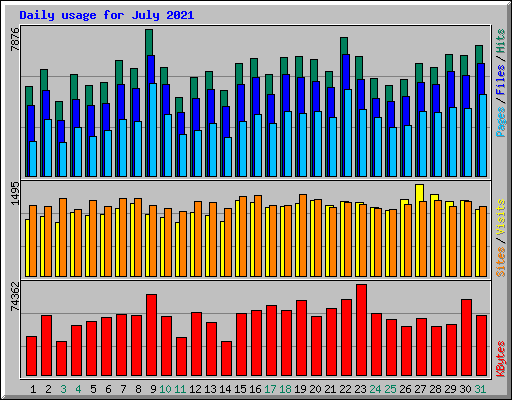 Daily usage for July 2021