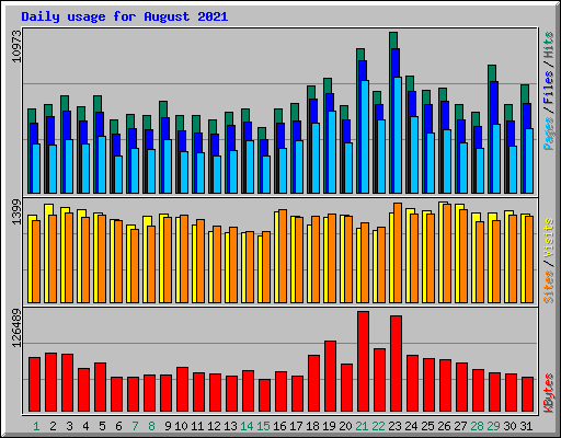 Daily usage for August 2021