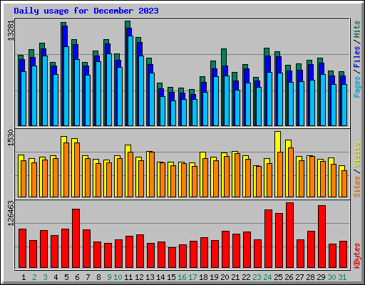 Daily usage for December 2023