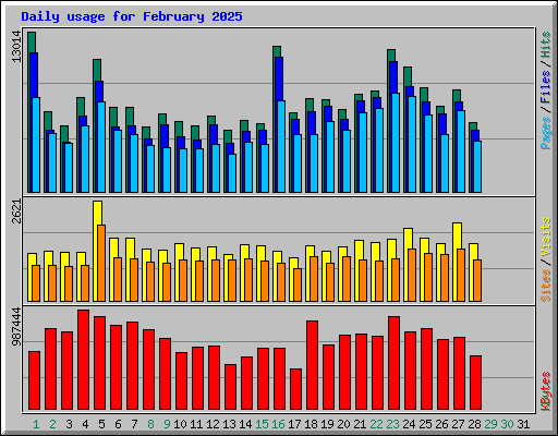 Daily usage for February 2025
