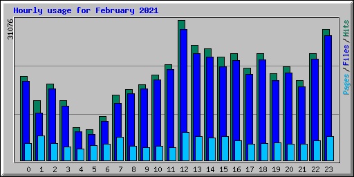 Hourly usage for February 2021